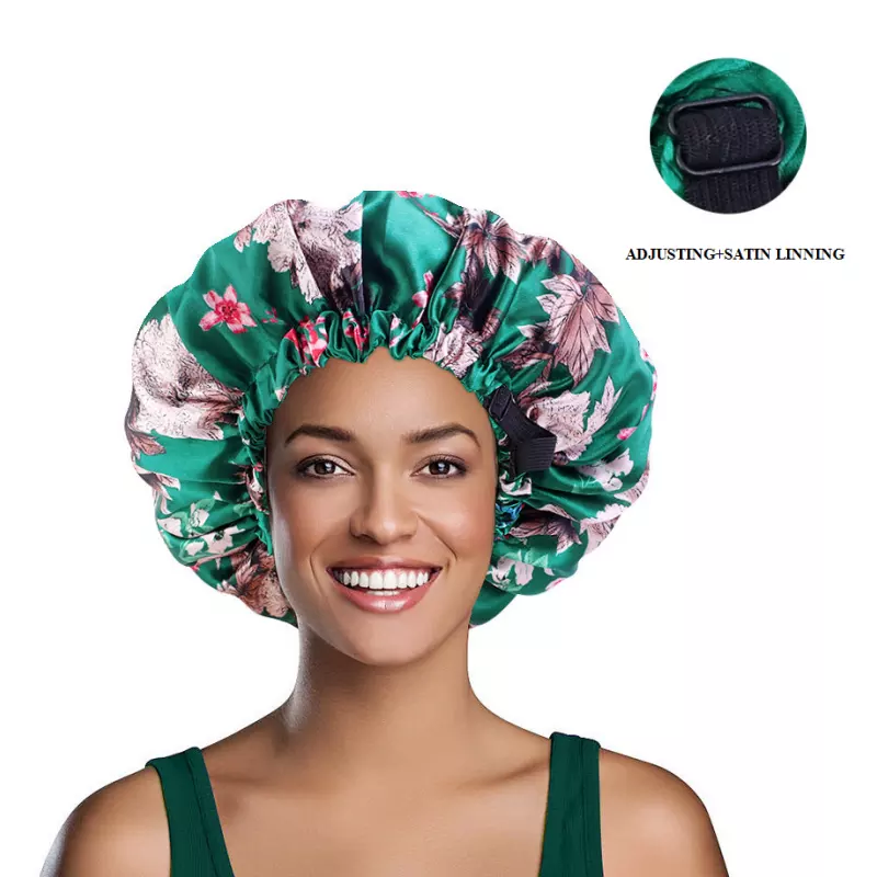 Wholesale Adjustable Size Double Layer Printing Bonnet Cap Nightcap for sleeping and bathing