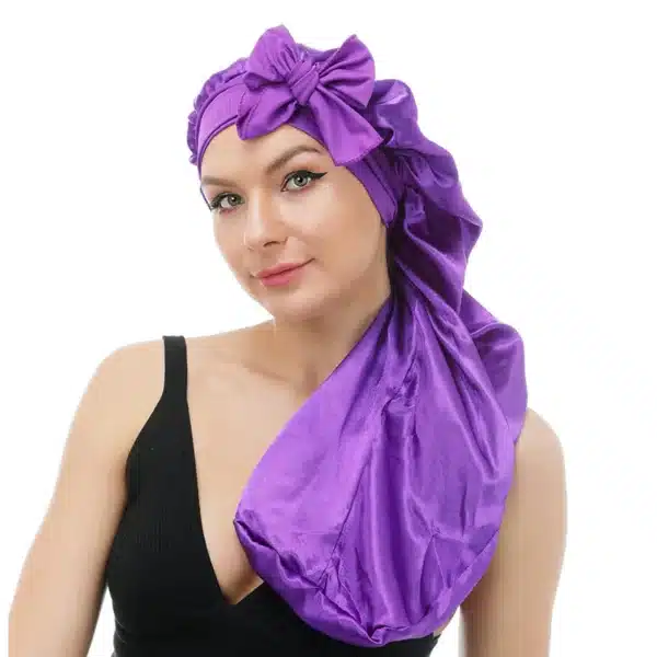 Large Silk Bonnet Satin Bonnet Hair Bonnet With Tie Band2 Pcs