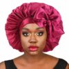Adjustable Stretchy-Ties Satin Bonnet for sleeping
