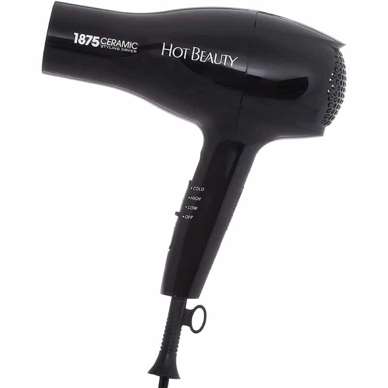 Hot Beauty 1875 Ceramic Styler Hair Dryer with 2 Attachments