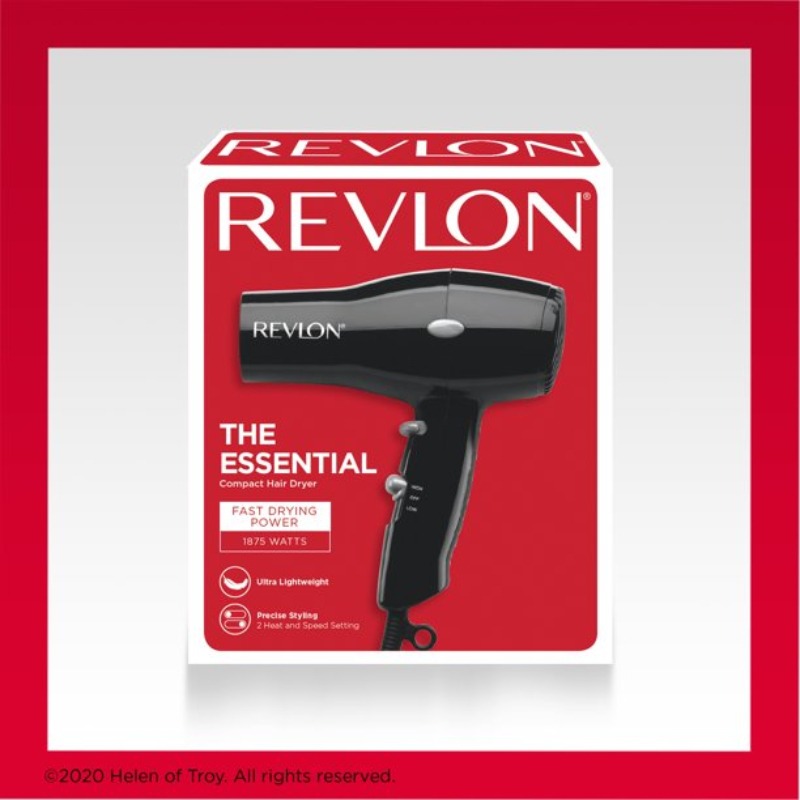 Revlon Essentials Compact and Lightweight Cold Shot Button Hair Dryers, Black Blow Dryer