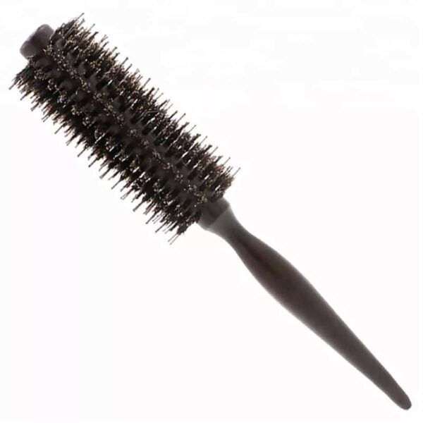 Boar-Bristle Wooden-Handle Round Hair-Brush for curly hair