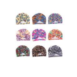 2021 Hot Sale Mommy And Baby 2PCS Set African Print Top Knot Turban Hijab Baby Bonnets Knittes Silk