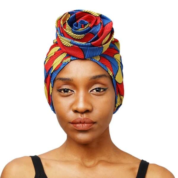 African Print Ankara Female 3D Flower Turban
