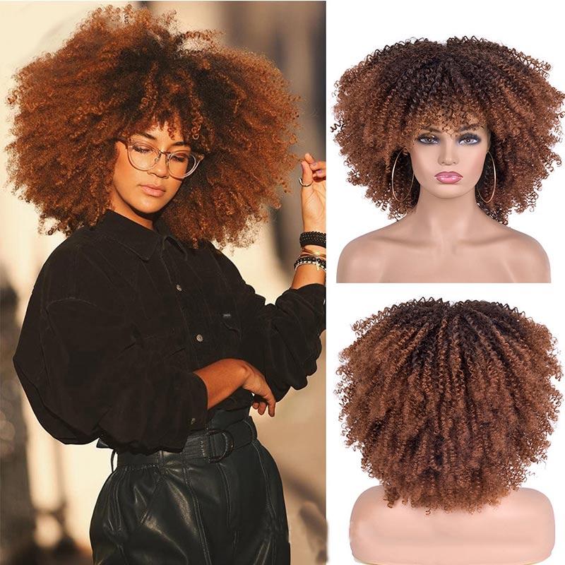 Afro Curly-Wig with Bangs