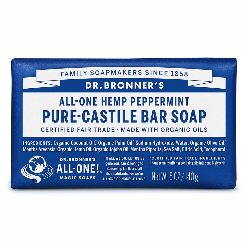 Dr-Bronner's Hemp-Peppermint Pure-Castile Soap-Bar