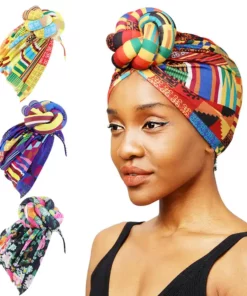 Pre-Tied African-Print Top-Knotted Turban