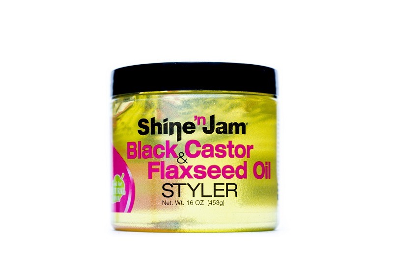 Shine-N-Jam Black-Castor Flaxseed-Oil Styler-Gel