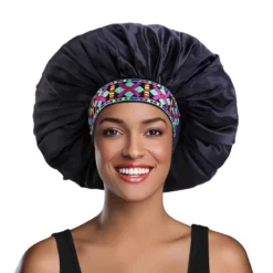Embroidered Band Satin Bonnet